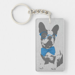 Cute funny trendy vintage animal French bulldog Key Ring