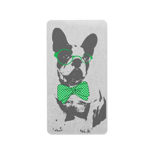 Cute funny trendy vintage animal French bulldog Label (Front)