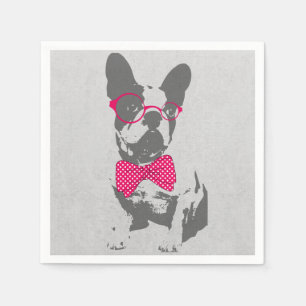Cute funny trendy vintage animal French bulldog Napkin
