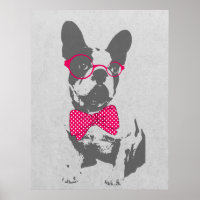 Cute funny trendy vintage animal French bulldog