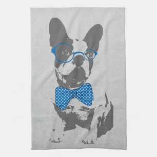 Cute funny trendy vintage animal French bulldog Tea Towel