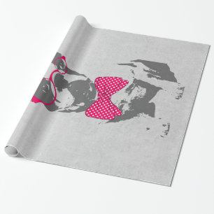 Cute funny trendy vintage animal French bulldog Wrapping Paper