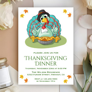 Cute Funny Turkey Thanksgiving Dinner Party Invite