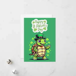 Cute Funny Turtle - Happy St Patrick's Day Card