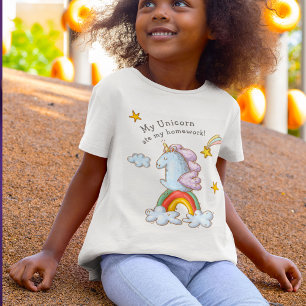 Cute Funny Unicorn Ate My Homework Illustration T-Shirt