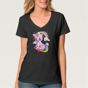 Cute & Funny Unicorn Cat Rainbow Kitty Unicorn Rag T-Shirt