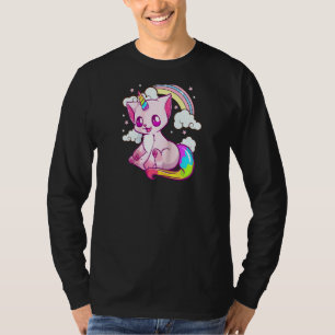 Cute & Funny Unicorn Cat Rainbow Kitty Unicorn Rag T-Shirt