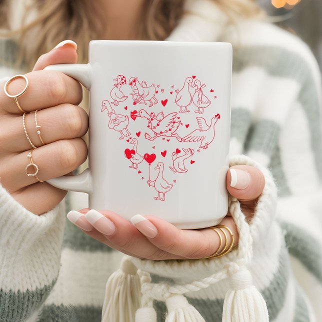 Cute & Funny Valentine Goose Heart Coffee Mug (Creator Uploaded)