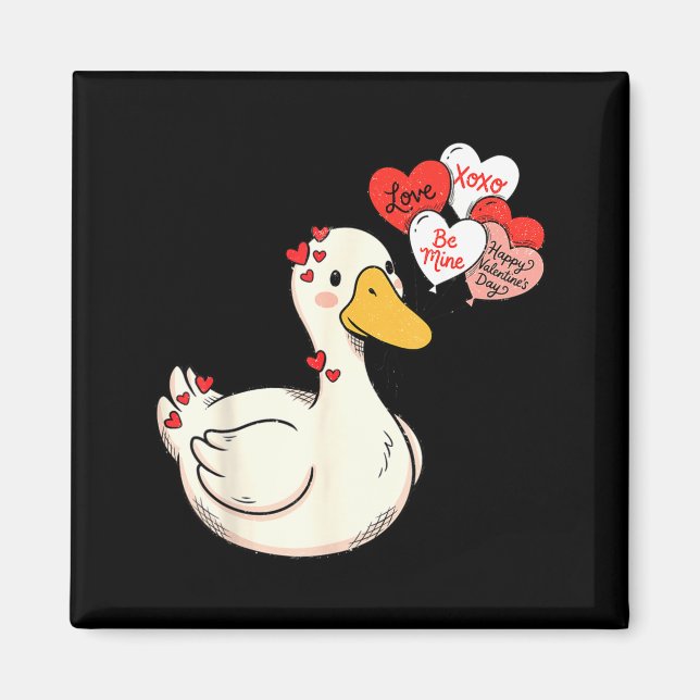 Cute Funny Valentine Silly Gooses Duck Love Matchi Magnet (Front)