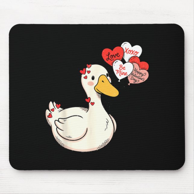 Cute Funny Valentine Silly Gooses Duck Love Matchi Mouse Mat (Front)