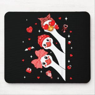 Cute Funny Valentine Silly Gooses Heart Love Match Mouse Mat