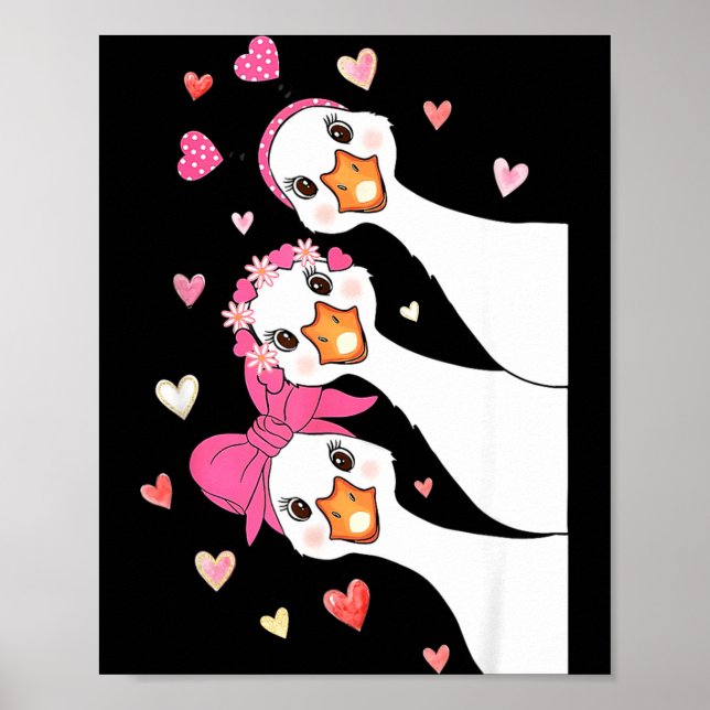 Cute Funny Valentine Silly Gooses Heart Love Match Poster (Front)
