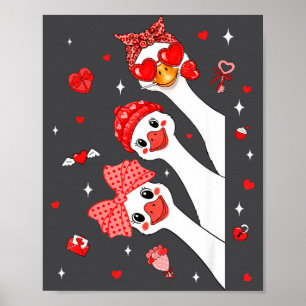 Cute Funny Valentine Silly Gooses Heart Love Match Poster