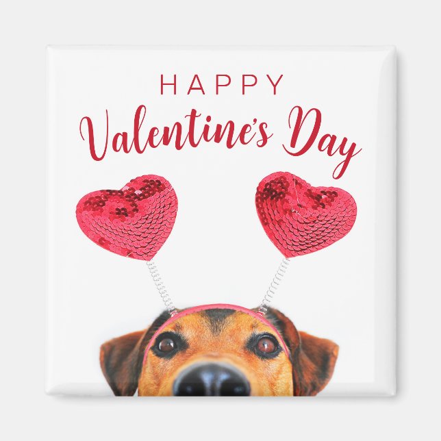 Cute Funny Valentine's Day Dog Heart Headband Magnet (Front)