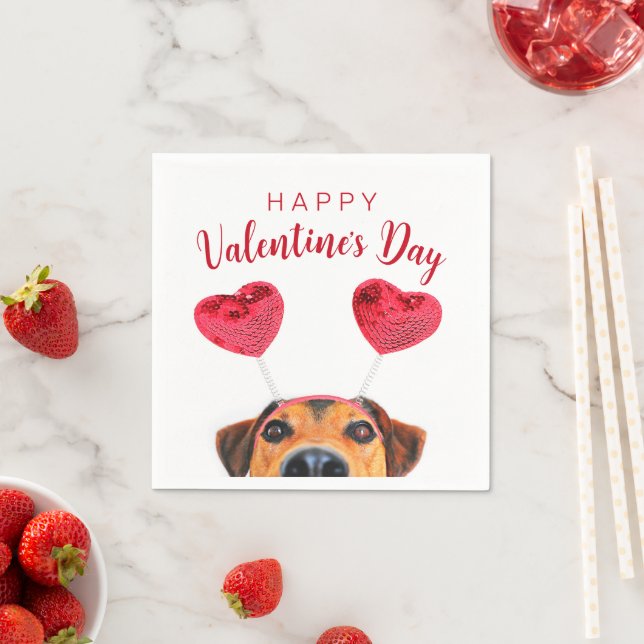Cute Funny Valentine's Day Dog Heart Headband Napkin (Insitu)