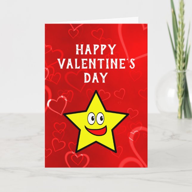 Cute Funny Valentine's Day Hearts Gold Star Holiday Card (Front)