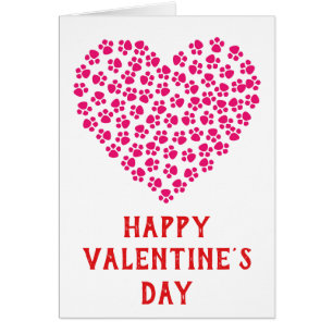 Cute Funny Valentines Day Paw Print Heart