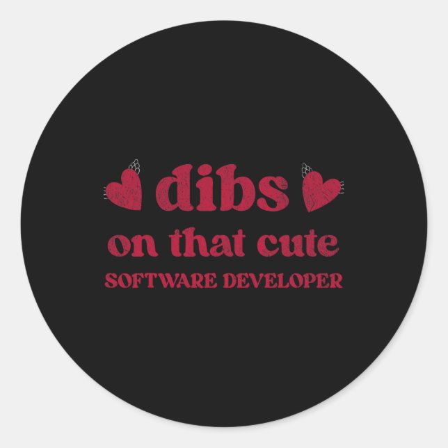 Cute Funny Valentine's Day Software Developer Wome Classic Round Sticker (Front)