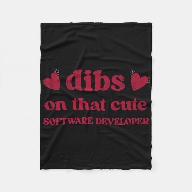 Cute Funny Valentine's Day Software Developer Wome Fleece Blanket (Front)