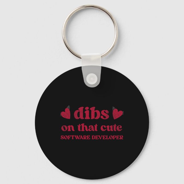 Cute Funny Valentine's Day Software Developer Wome Key Ring (Front)