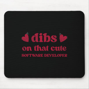 Cute Funny Valentine's Day Software Developer Wome Mouse Mat