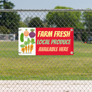 Cute funny vegetable produce for sale cartoon banner