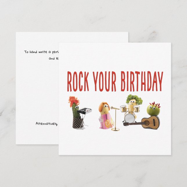 Cute funny vegetable rock your birthday Flat Card (Front/Back)