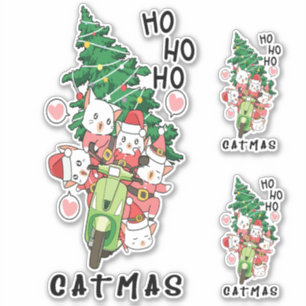 Cute Funny Vintage Cat Claus  Catmas