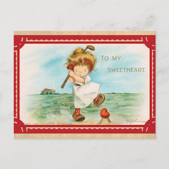 Cute Funny Vintage Valentines Day Heart Postcard (Front)