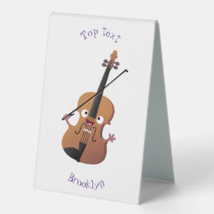 Cute funny violin musical cartoon character