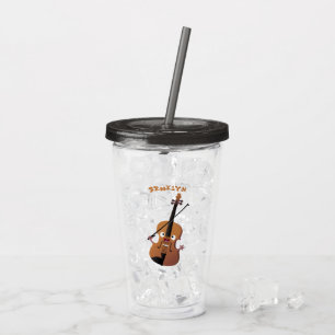 Cute funny violin musical cartoon character acrylic tumbler