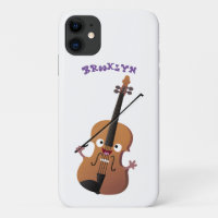 Cute funny violin musical cartoon character