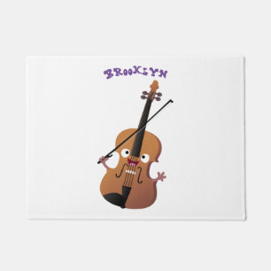 Cute funny violin musical cartoon character doormat