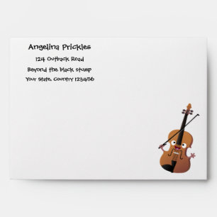 Cute funny violin musical cartoon character envelope
