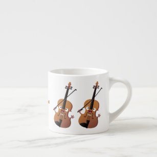 Cute funny violin musical cartoon character espresso cup