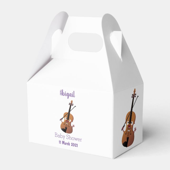Cute funny violin musical cartoon character favour box (Front Side)