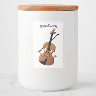Cute funny violin musical cartoon character food label