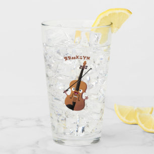 Cute funny violin musical cartoon character glass