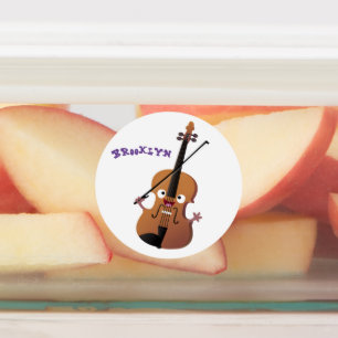 Cute funny violin musical cartoon character labels