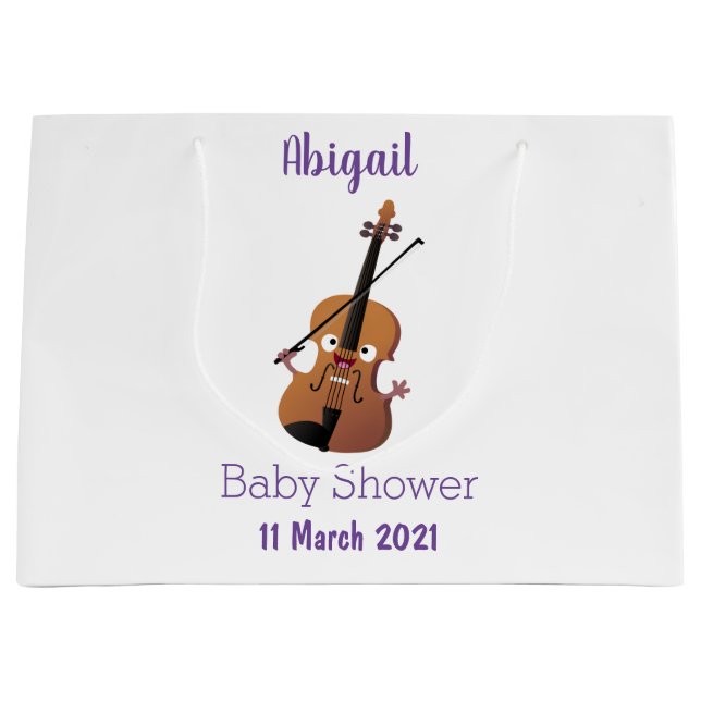 Cute funny violin musical cartoon character large gift bag (Front)