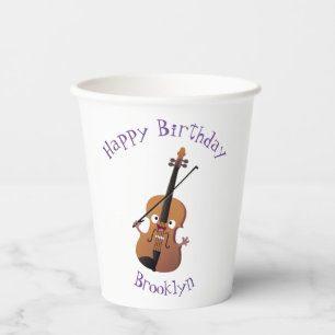 Cute funny violin musical cartoon character paper cups