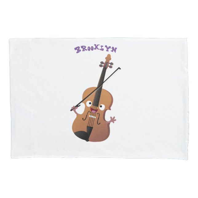 Cute funny violin musical cartoon character pillowcase (Front)