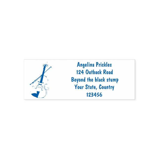 Cute funny violin musical cartoon character self-inking stamp (Design)