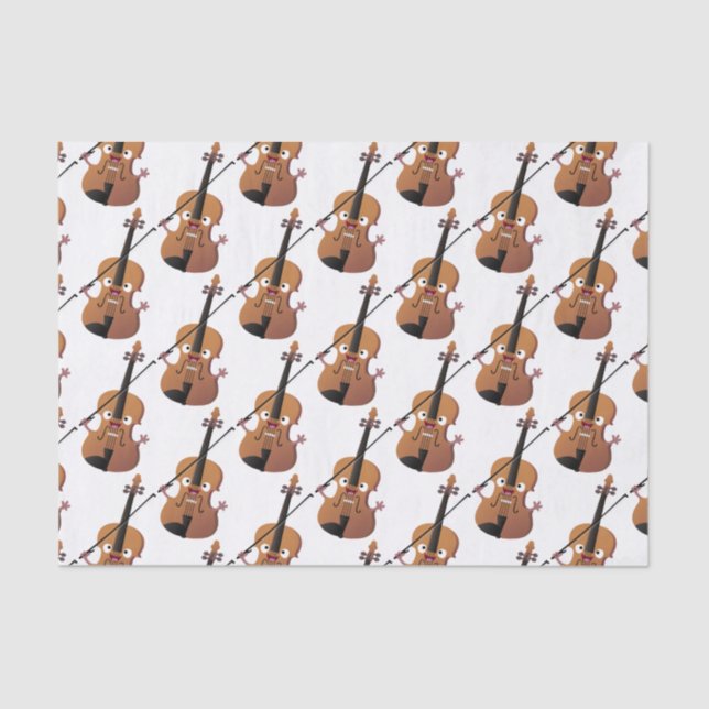Cute funny violin musical cartoon character tissue paper (Front)