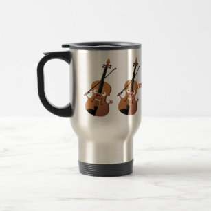 Cute funny violin musical cartoon character travel mug