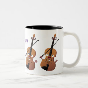Cute funny violin musical cartoon character Two-Tone coffee mug