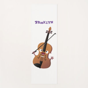 Cute funny violin musical cartoon character yoga mat