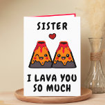 Cute Funny Volcano Lava Sister Happy Birthday Thank You Card<br><div class="desc">Looking for a unique way to express your love and humour to your sibling? Our funny volcano lava greeting card is the perfect choice for your sister on her birthday! Customise it by adding your own personal message. Design features two happy volcanos and a red heart. Great way to say...</div>