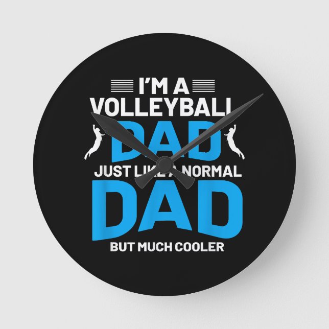 Cute Funny Volleyball Gift For Dads and Men Round Clock (Front)