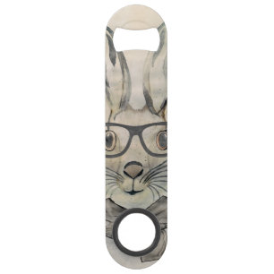 Cute funny watercolor bunny with glasses and scarf